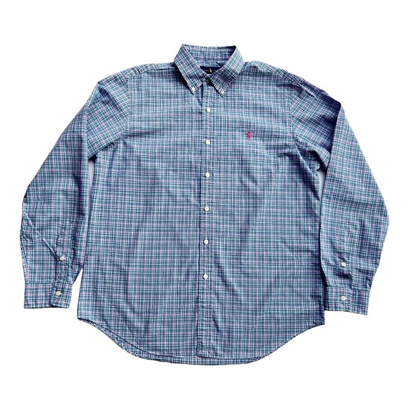 Ralph Lauren Men's Blue & Pink Plaid Button Down Shirt Size Large - Picture 2 of 6